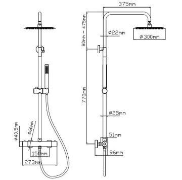 Душ колона Artemis Rose Gold SC418M/1236  розово злато KARAG