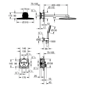Душ система Grohtherm SmartControl Cube медно злато GROHE