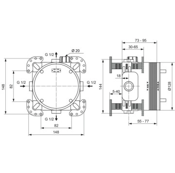 Промо Ceraline 7в1 Душ система за вграждане черен мат IDEAL STANDARD