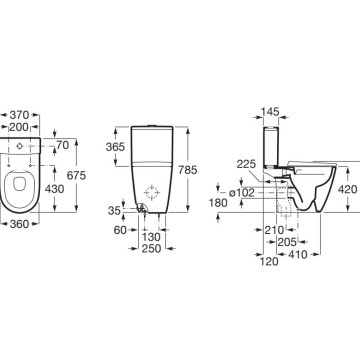 Тоалетна чиния за моноблок Ona Compact Rimless черен мат ROCA