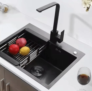 Комплект кухненска мивка черна с дозатор и отцедник.