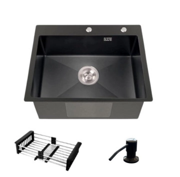 Комплект кухненска мивка черна с дозатор и отцедник.