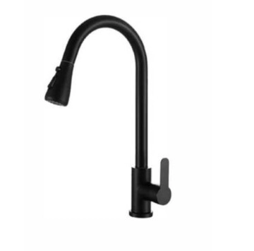 Комплект кухненска мивка черенa със смесител, дозатор и отцедник.