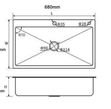 Комплект кухненска мивка иноск със смесител, дозатор и отцедник.