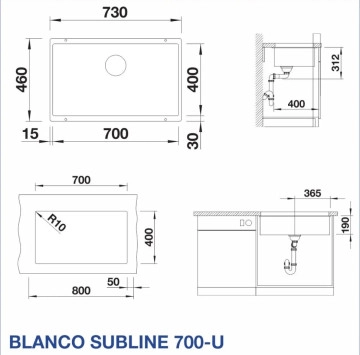 Кухненска мивка Blanco Subline 700-U 73/40см черна