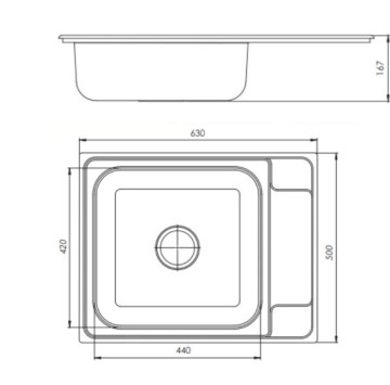 Кухненска мивка Donau 63/50 см. хром