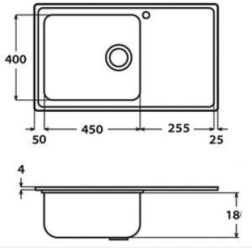 Кухненска мивка 0993 Len 78/50см. хром