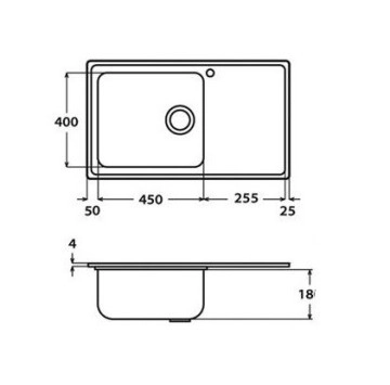 Кухненска мивка 78/50см. хром