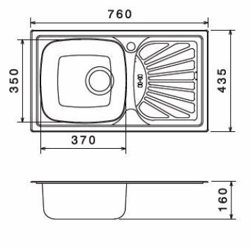Кухненска мивка 1129 76/43.5см. хром