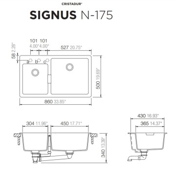 Кухненска мивка Schock Signus N175 86/50см. бяла SCHOCK