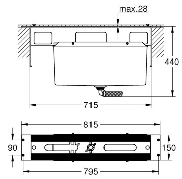 Вътрешно тяло за вграден смесител Grohе четири/петдупков GROHE