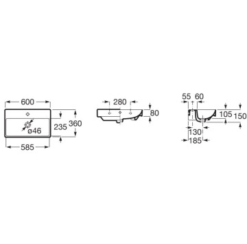 Мивка Ona 60см бяла ROCA