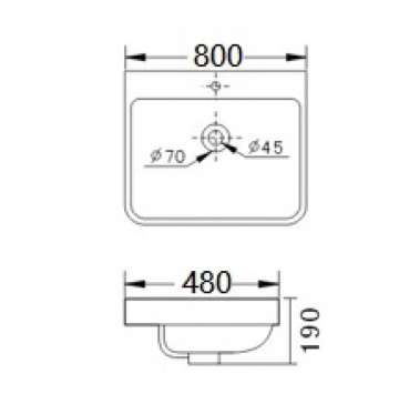 Мивка върху мебел ICC8048-2New 81см бяла