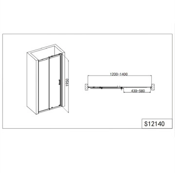 Параван EliteR 120-140/h190см. хром