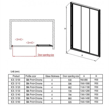 Параван ICSS110 Rat Glass Nano 106-109/h190см. хром ИНТЕР КЕРАМИК