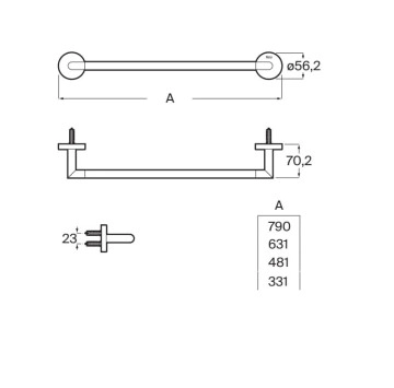 Пръчка за хавлии Hotels 45см. бял мат ROCA