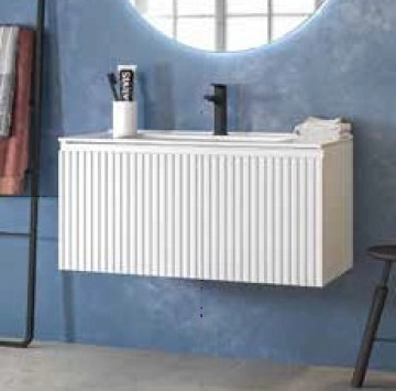 Шкаф долна част Kion KI100L и мивка LT7506-100см бял мат KARAG