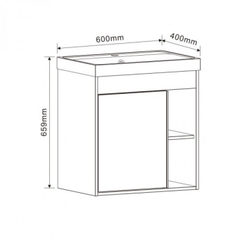 Шкаф долна част Di Legno 5940 60см дървесен/черна ИНТЕР КЕРАМИК