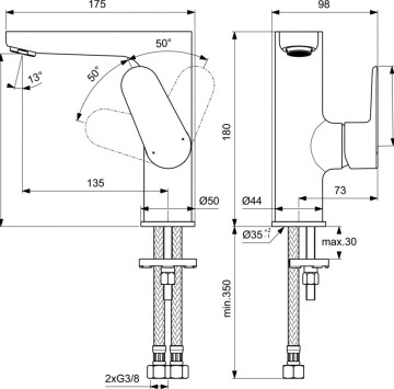 Смесител за мивка Cerafine O хром IDEAL STANDARD