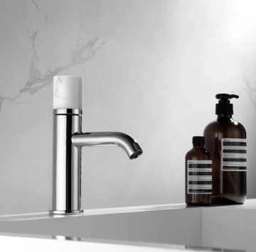 Смесител за мивка Joan Marmo Bianco хром KARAG