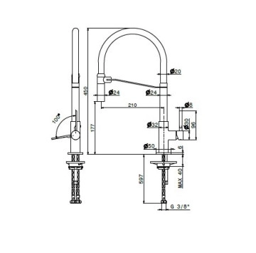 Смесител за кухня Maki злато/черен мат