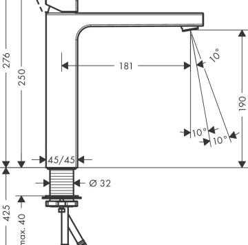 Смесител за мивка Vernis Shape 190 черен мат HANSGROHE