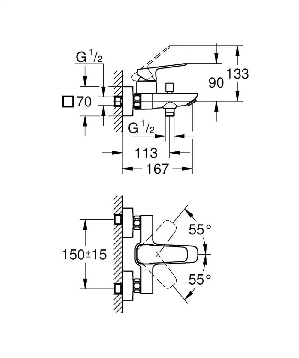 Смесител за вана/душ Cubeo хром GROHE