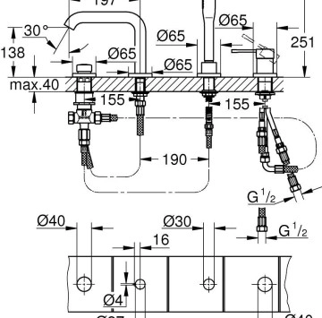 Смесител за вана/душ Essence медно злато GROHE