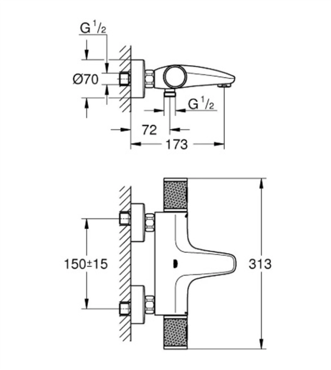 Смесител за вана/диш Grohtherm 1000 Performance злато мат GROHE