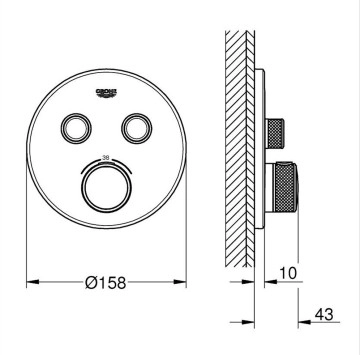Смесител за вана/душ Grohtherm SmartControl черен мат GROHE