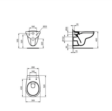 Стенна тоалетна чиния Eurovit бяла IDEAL STANDARD
