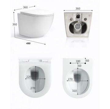 Стенна тоалетна чиния 4937W с биде бяла ИНТЕР КЕРАМИК