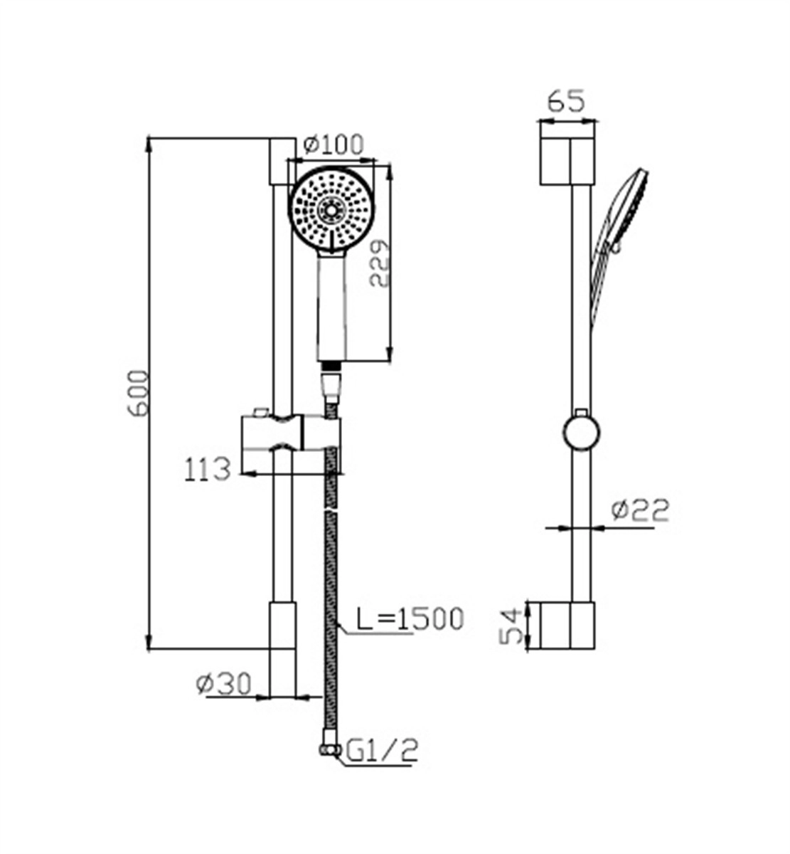 Тръбно окачване Artemis ST210-C 60см. хром KARAG