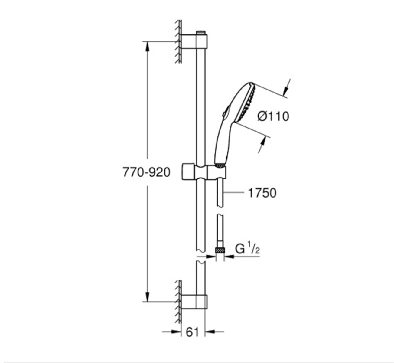 Душ комплект Tempesta Cube 110 черен мат GROHE
