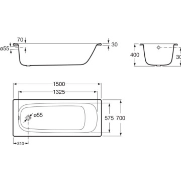 Вана Contesa 150/70см бяла ROCA
