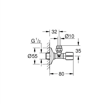 Вентил Grohe ъглов 1/2" медно злато GROHE