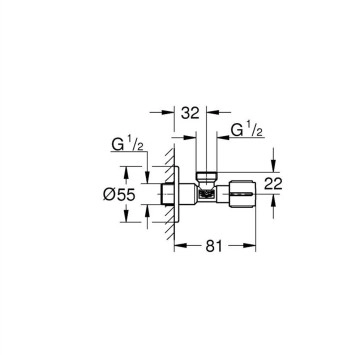 Вентил Grohe ъглов 1/2" медно злато GROHE